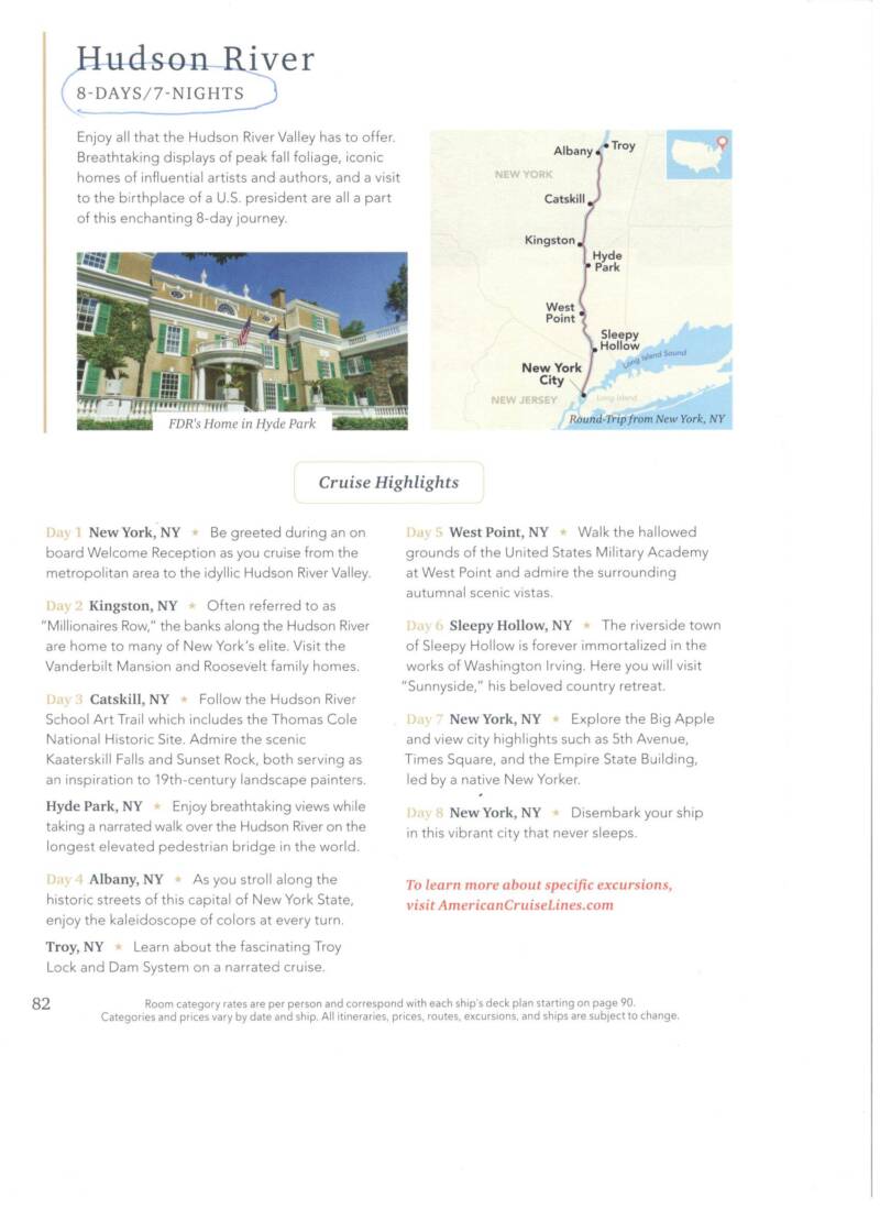 October 2, 2024 -Hudson River American Cruise Lines